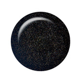 IBD Just Gel Polish Viva La Noche swatch in black with holographic glitter, perfect for dazzling manicures.
